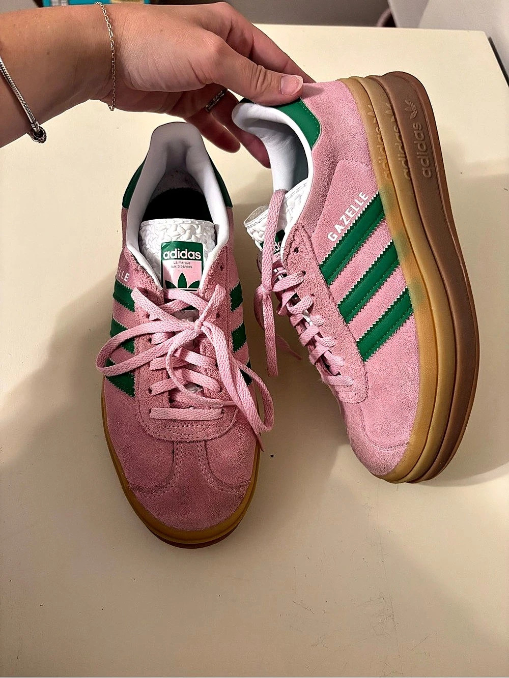 adidas Gazelle Pink & Green US 7.5 Sneakers